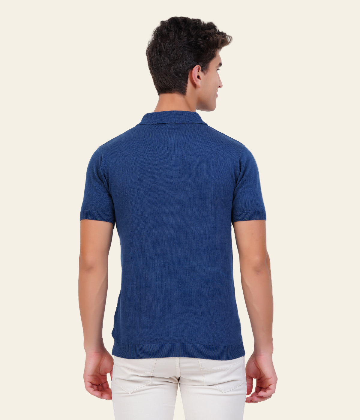 Men’s Knitted Cotton Polo T-Shirt - Old Money Style with Jacquard Texture