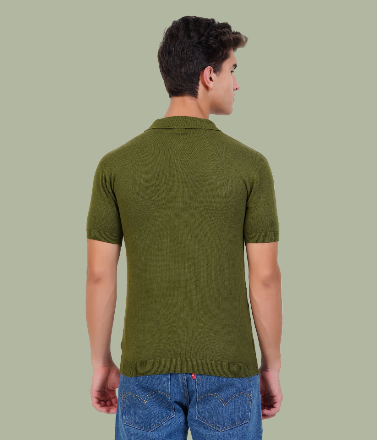 Men’s Knitted Cotton Polo T-Shirt – Old Money Style with Jacquard Texture