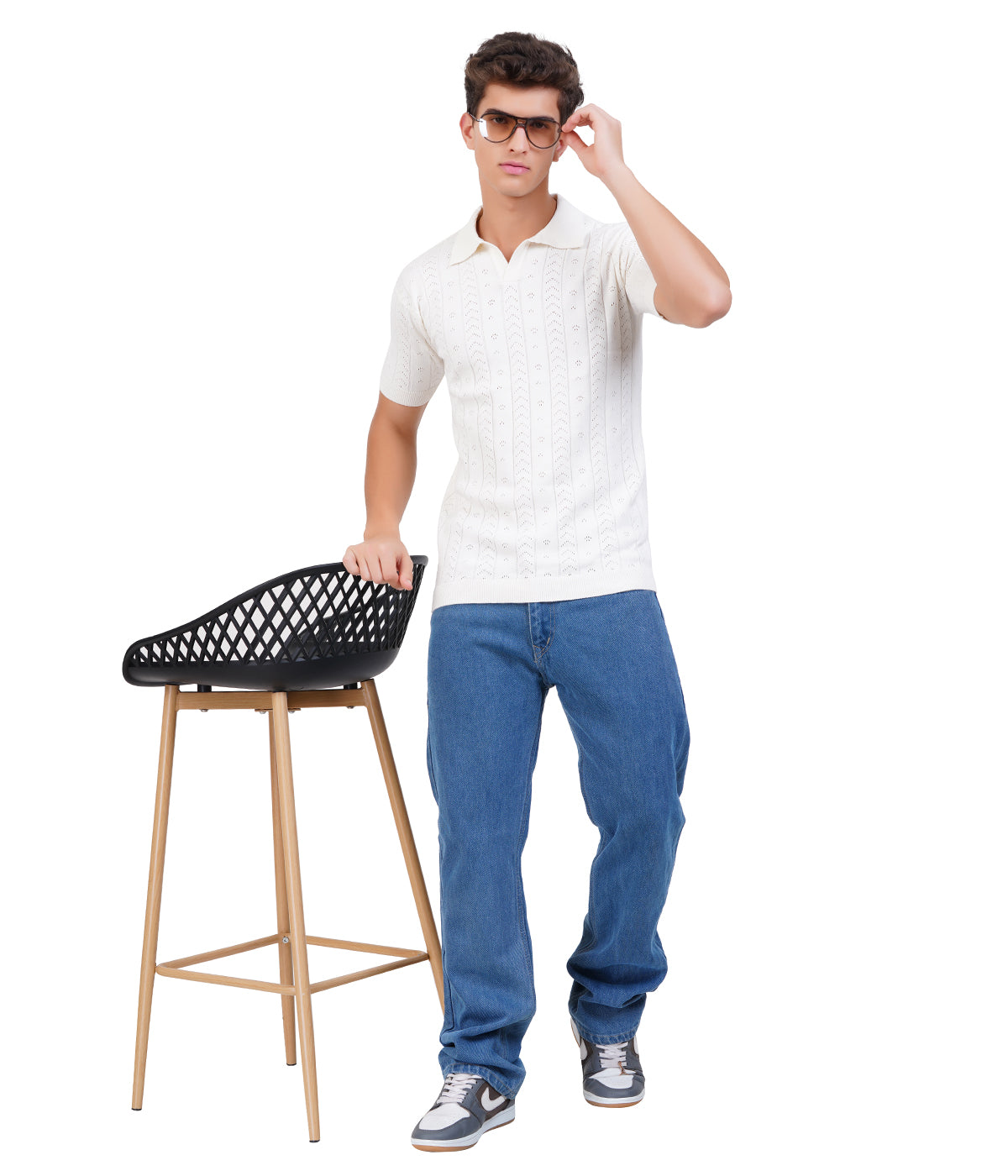 Men’s Flat Knitted Old Money Polo T-Shirt | Premium Cotton Textured Polo for Timeless Luxury Look